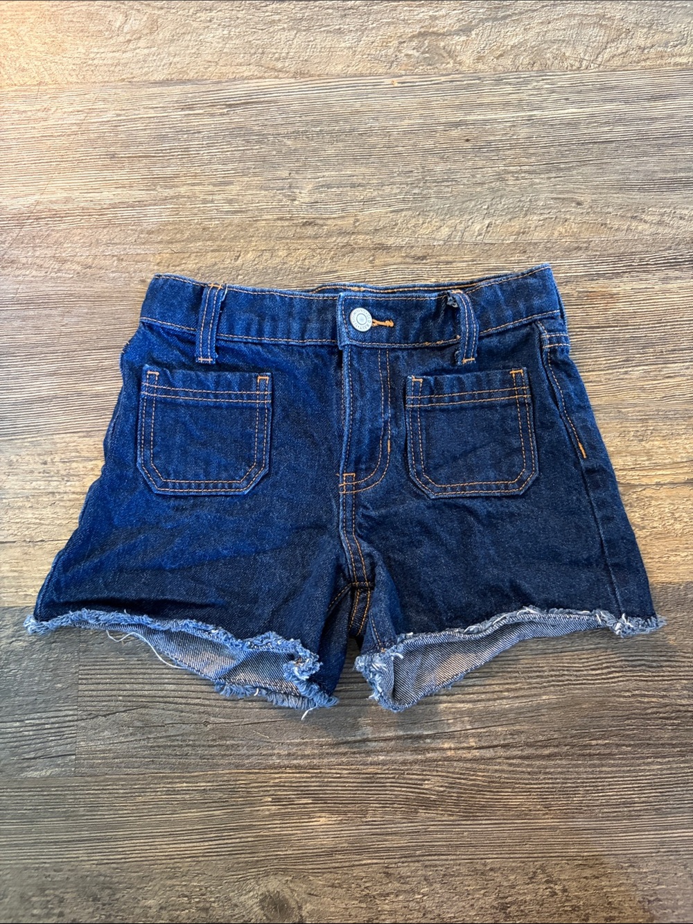 Old Navy Dark Blue Denim Girls Frayed Hem Shorts